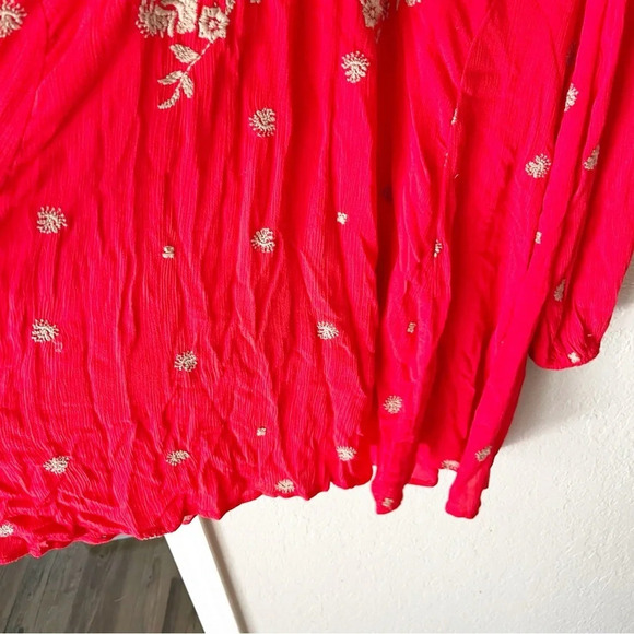 Free People Dress Women's Small S Sweet Tennessee Red Embroidered Tomato Girl - Picture 6 of 10